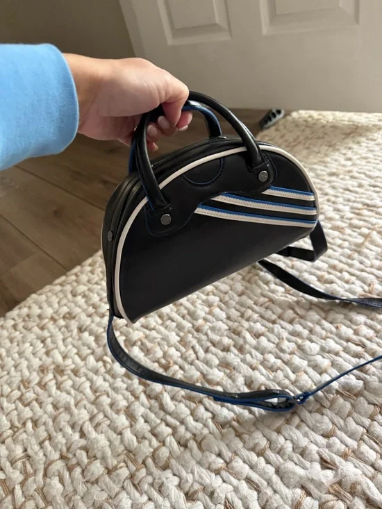 adidas Black Mini Crossbody with White Trefoil and Blue Trim - Picture 10 of 16